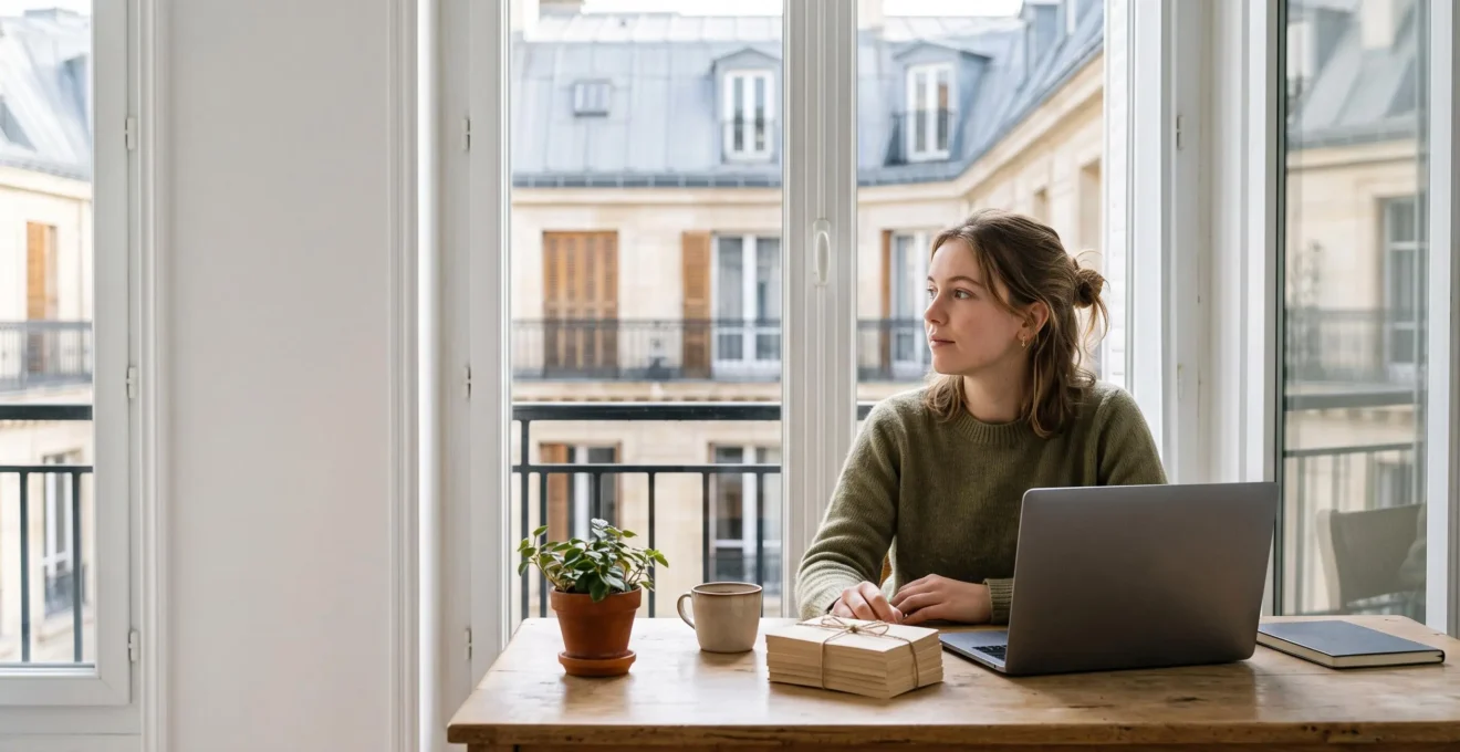 Etudiant de Sciences Po organisant son travail grace a des outils numeriques dans un cadre parisien elegant