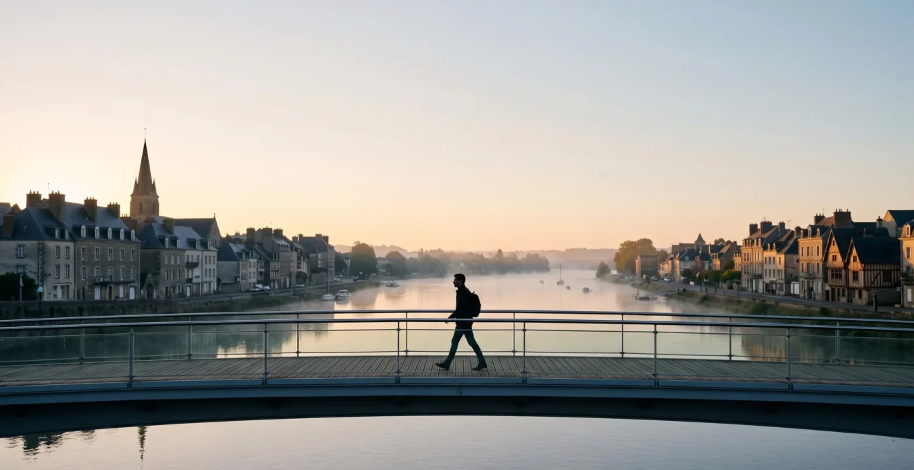 Un pont symbolique reliant deux rives, illustrant les carrieres de la cooperation transfrontaliere apres Sciences Po